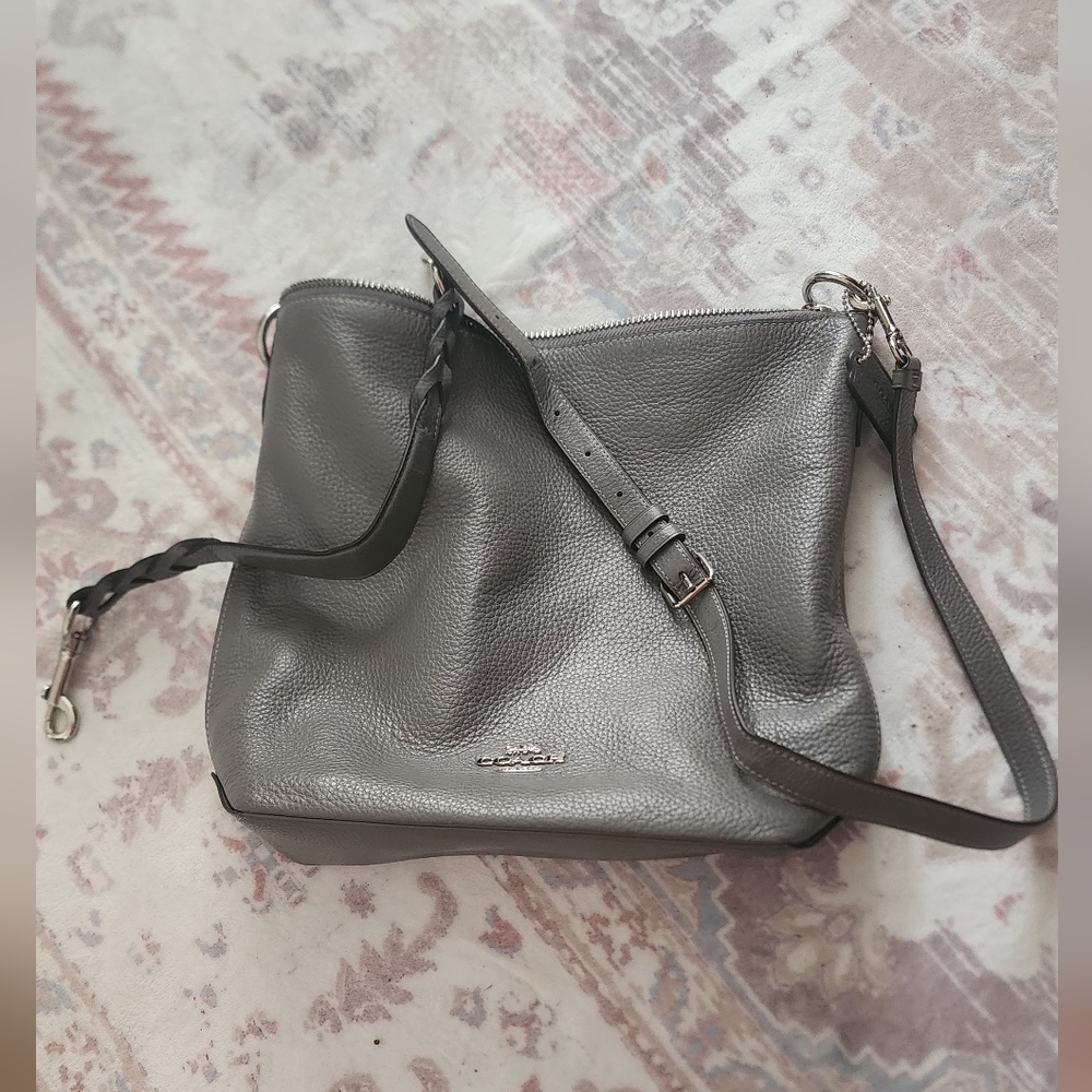 Coach Gray Leather Boho Shoulder Bag